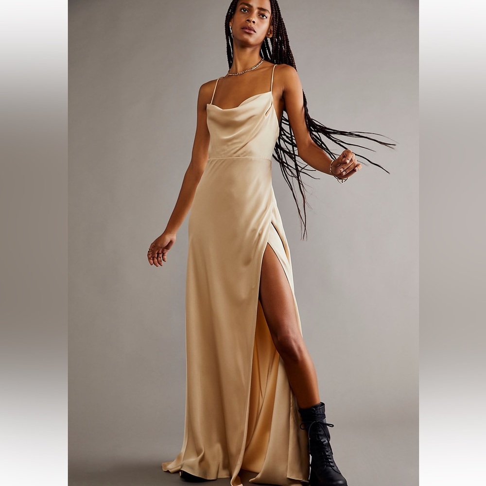 Free People The Rosabel Maxi Dress Size 2 Light Latte - Picture 10 of 11